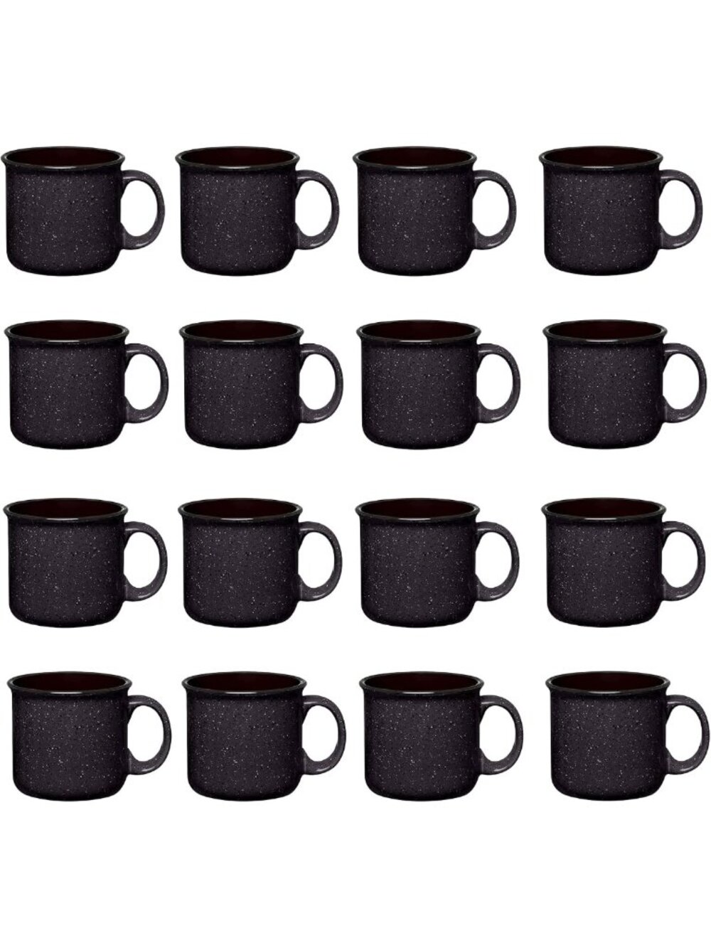 16 Ceramic Campfire Mugs - 15 Oz Black Coffee & Tea Cups for Home, Travel, DIY